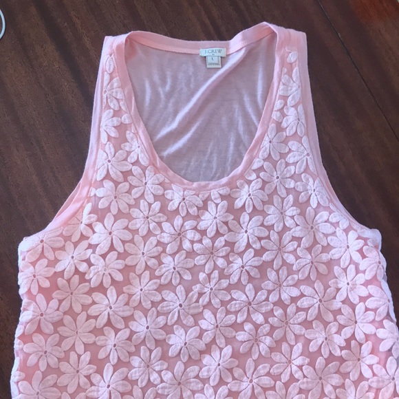 EUC J. Crew tank top with embroidered overlay - light pink - size large - Picture 2 of 5